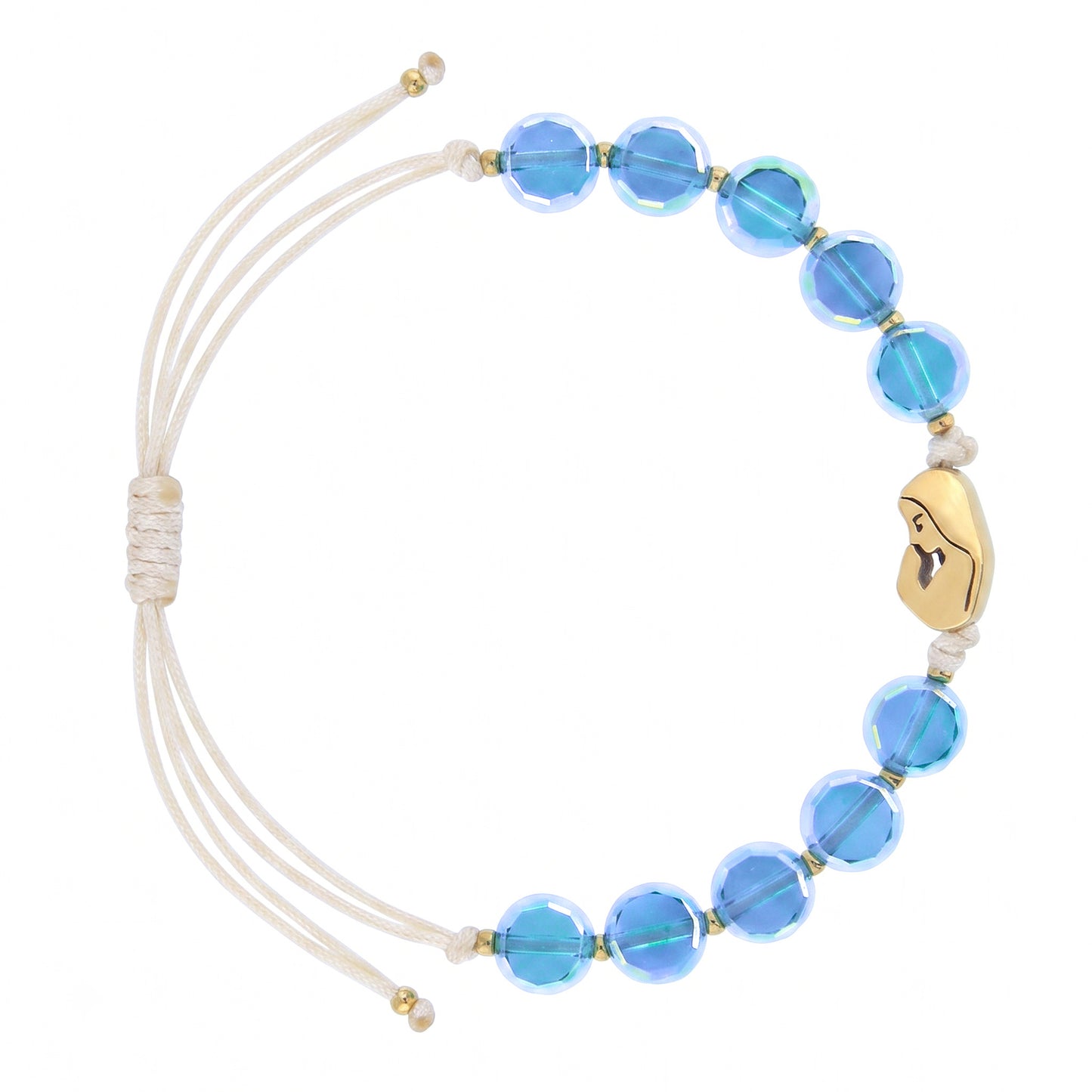 Bracciale Decina Cristallo Azzurro e Madonna Dorata