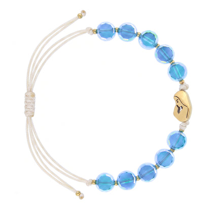 Bracciale Decina Cristallo Azzurro e Madonna Dorata