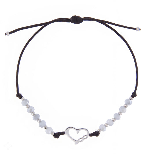 Adjustable decade bracelet with 4 mm crystals and heart