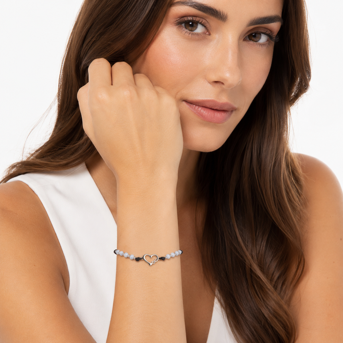 Bracciale Decina Regolabile con Cristalli 4 mm e Cuore