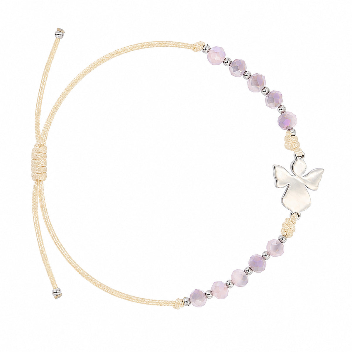 Bracciale Decina Pietre Rosa 4 mm e Angelo