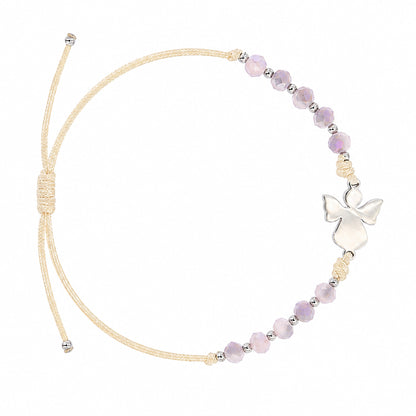 Bracciale Decina Pietre Rosa 4 mm e Angelo