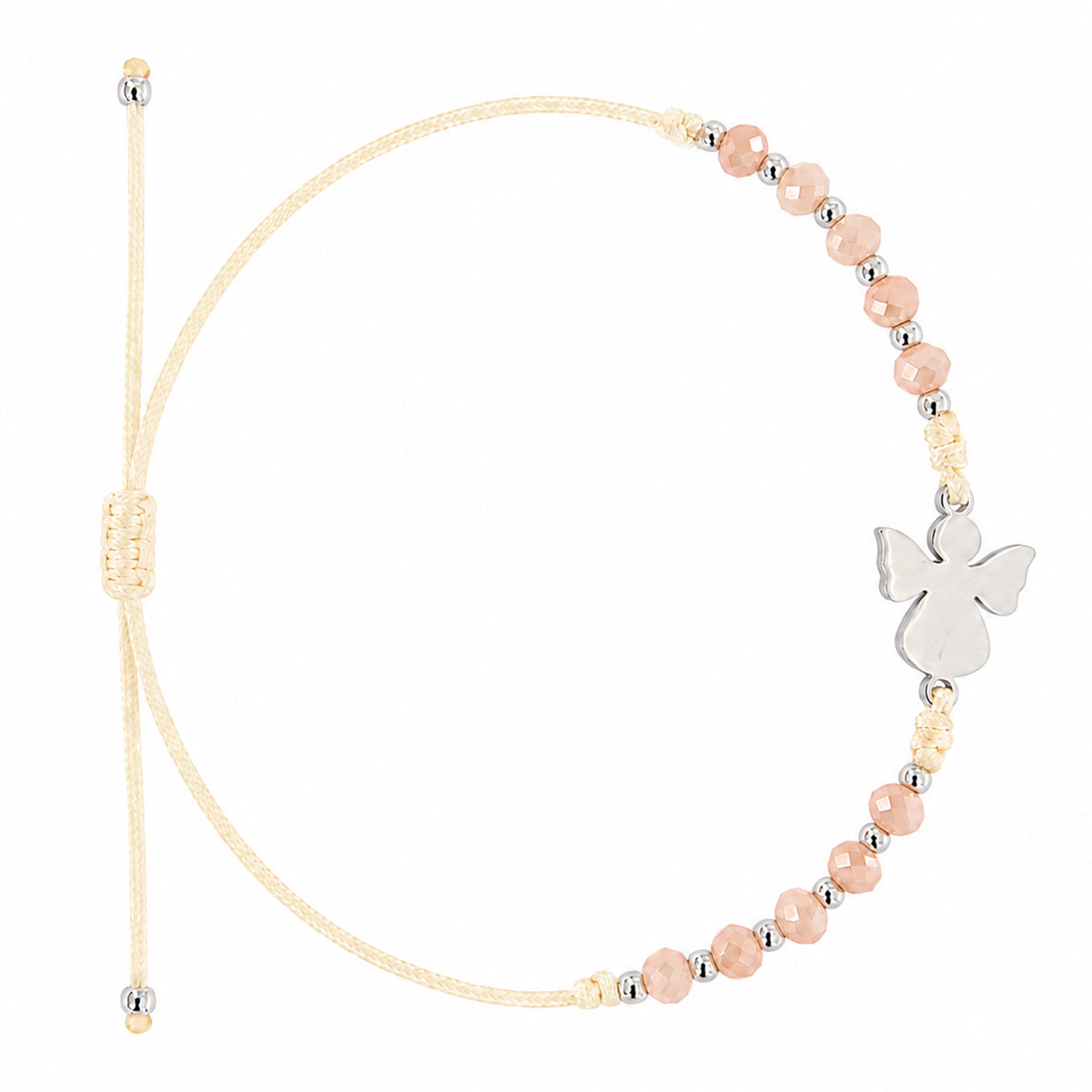 Bracciale Decina Pietre Ambra 4 mm e Angelo
