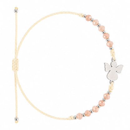 Bracciale Decina Pietre Ambra 4 mm e Angelo