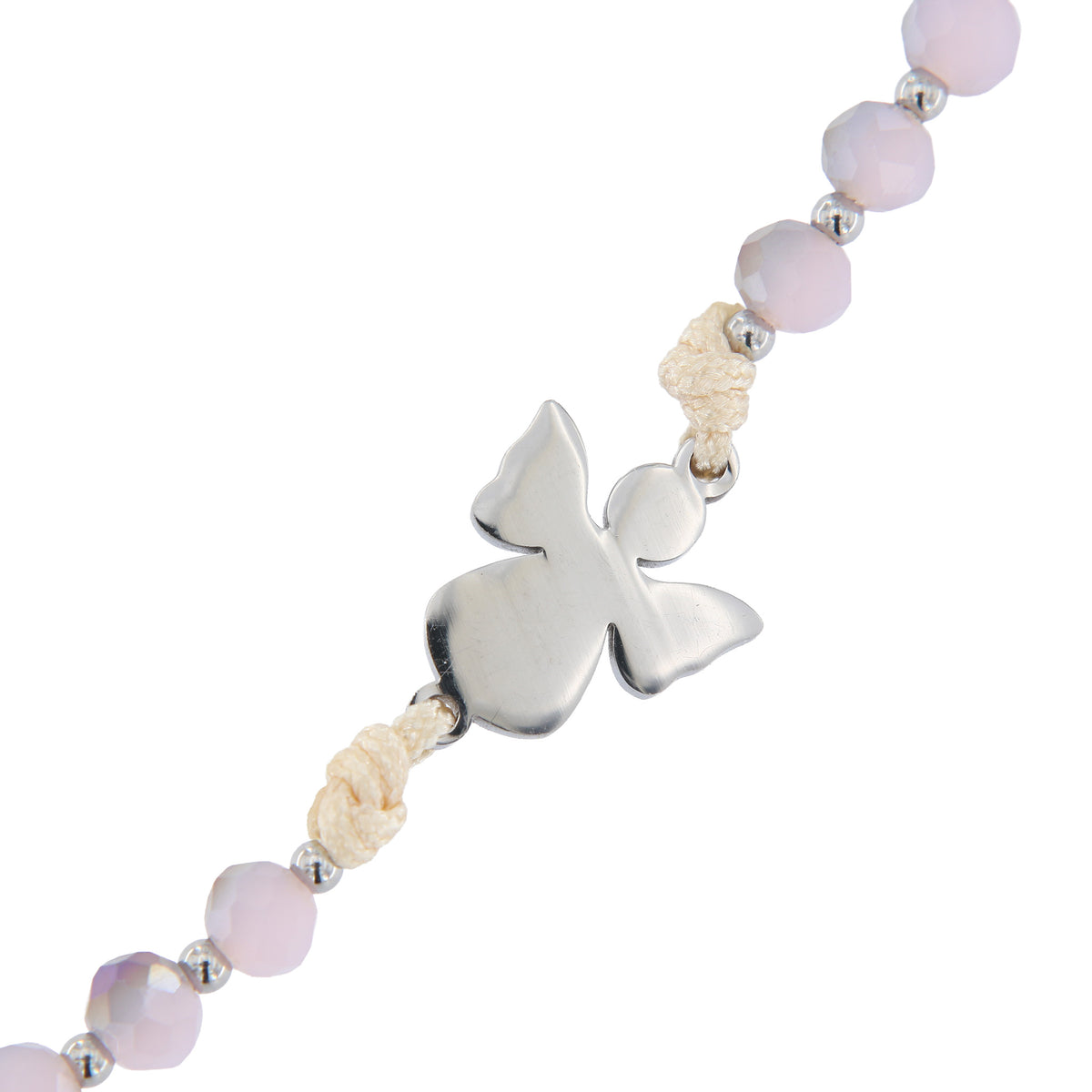 Bracciale Decina Pietre Rosa 4 mm e Angelo