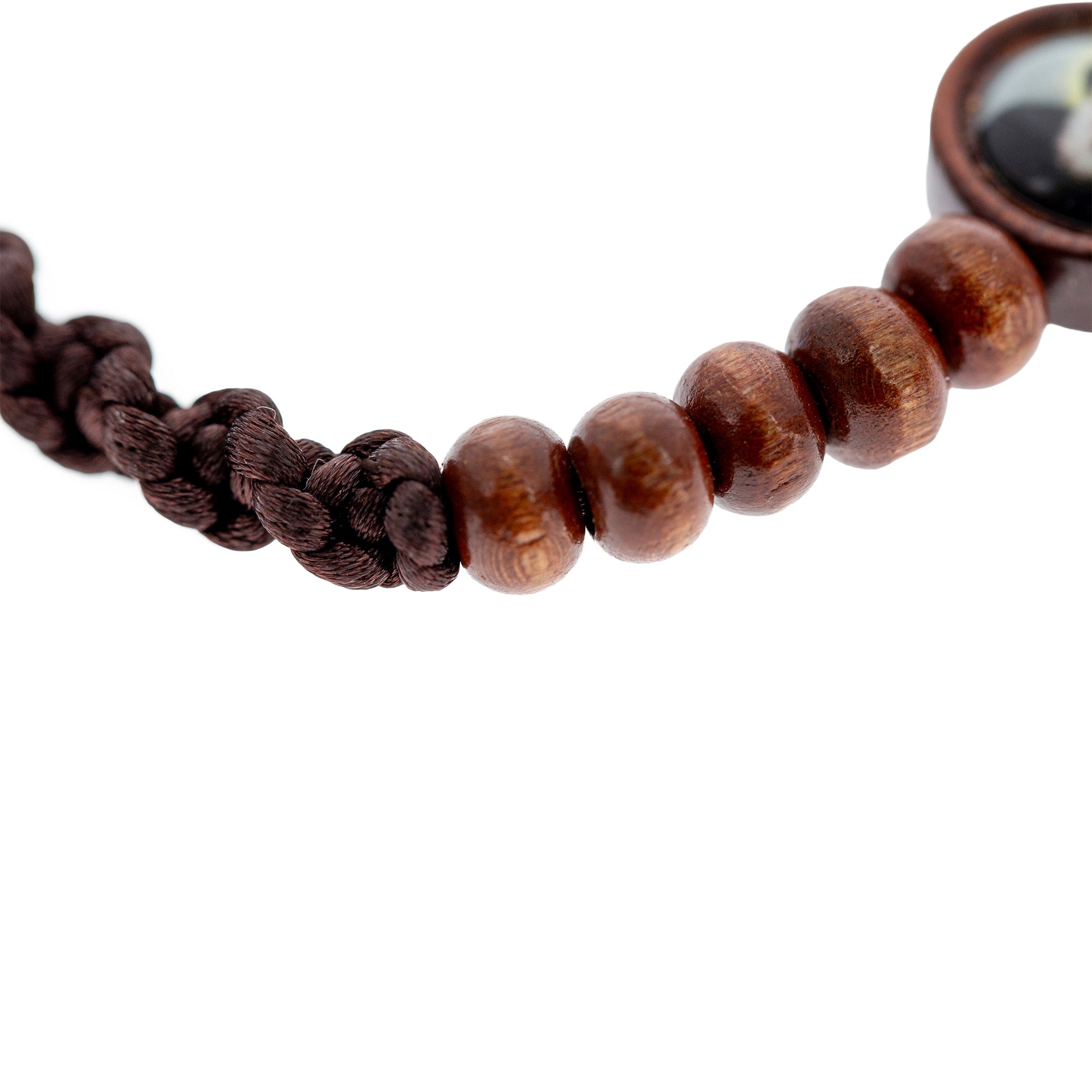 Bracciale decina San Charbel in legno. Regolabile.