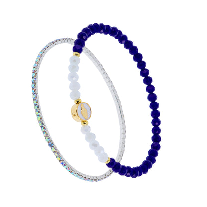Bracciale Devozionale Mariano Doppio Filo Dorato Blu