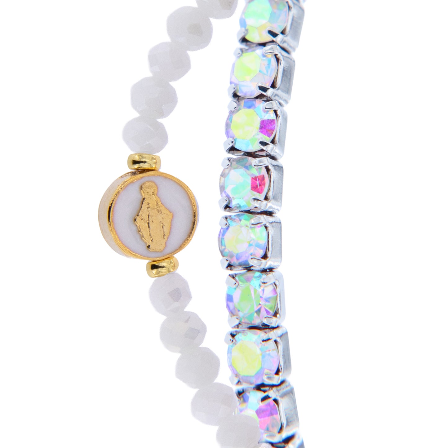 Bracciale Devozionale Mariano Doppio Filo Dorato Blu
