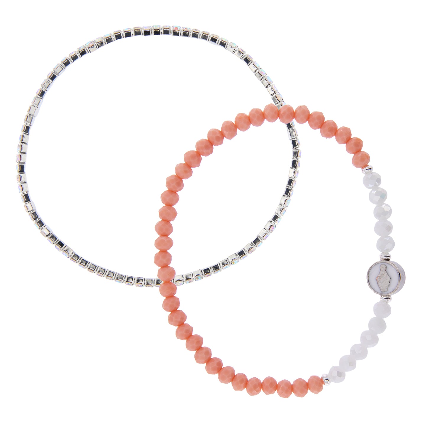 Bracciale Devozionale Doppio Filo Rosa con Miracolosa