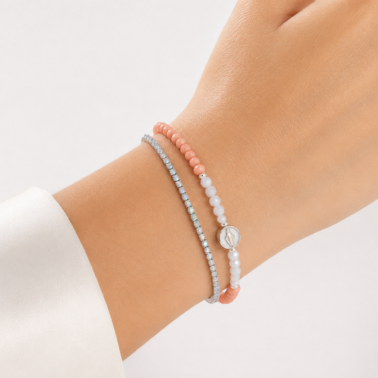 Bracciale Devozionale Doppio Filo Rosa con Miracolosa