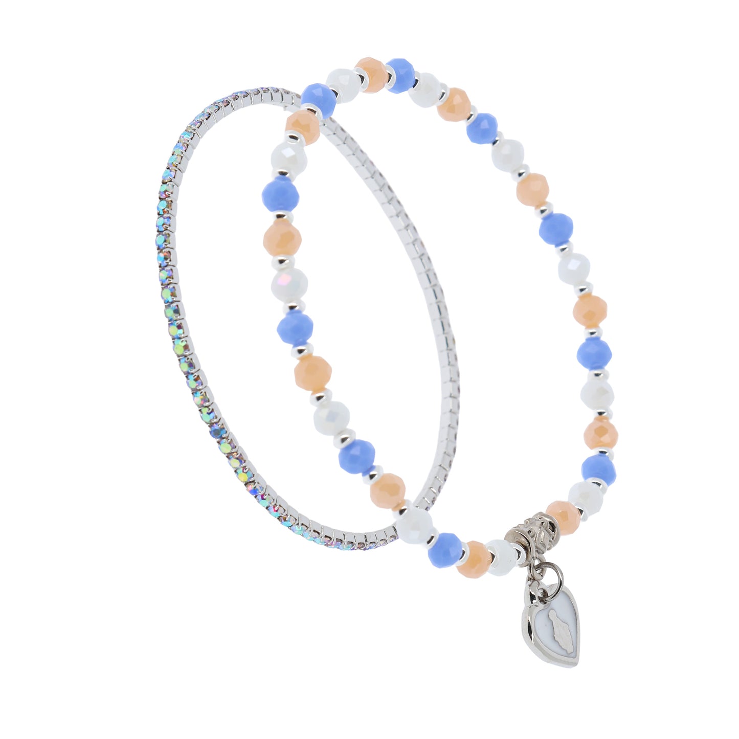 Bracciale Devozionale Doppio Filo Celeste Pesca con Miracolosa