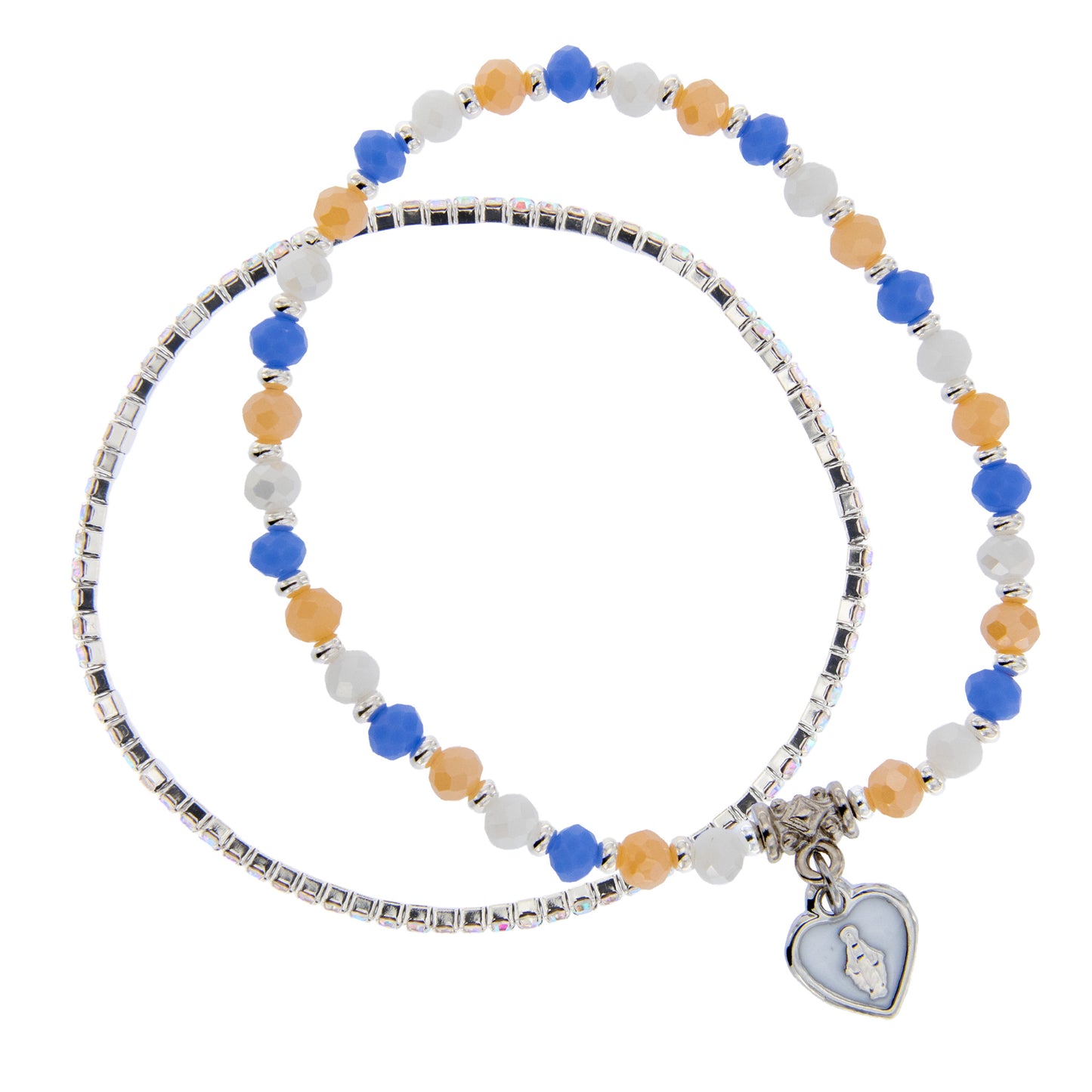 Bracciale Devozionale Doppio Filo Celeste Pesca con Miracolosa