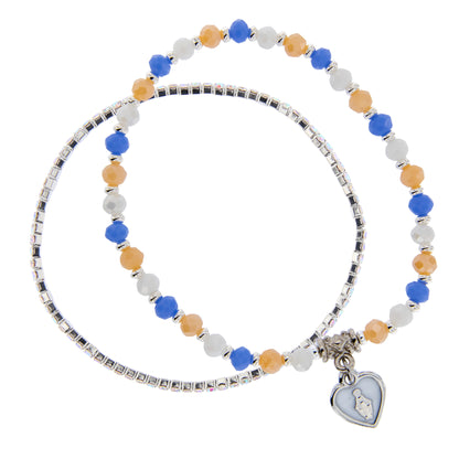 Bracciale Devozionale Doppio Filo Celeste Pesca con Miracolosa