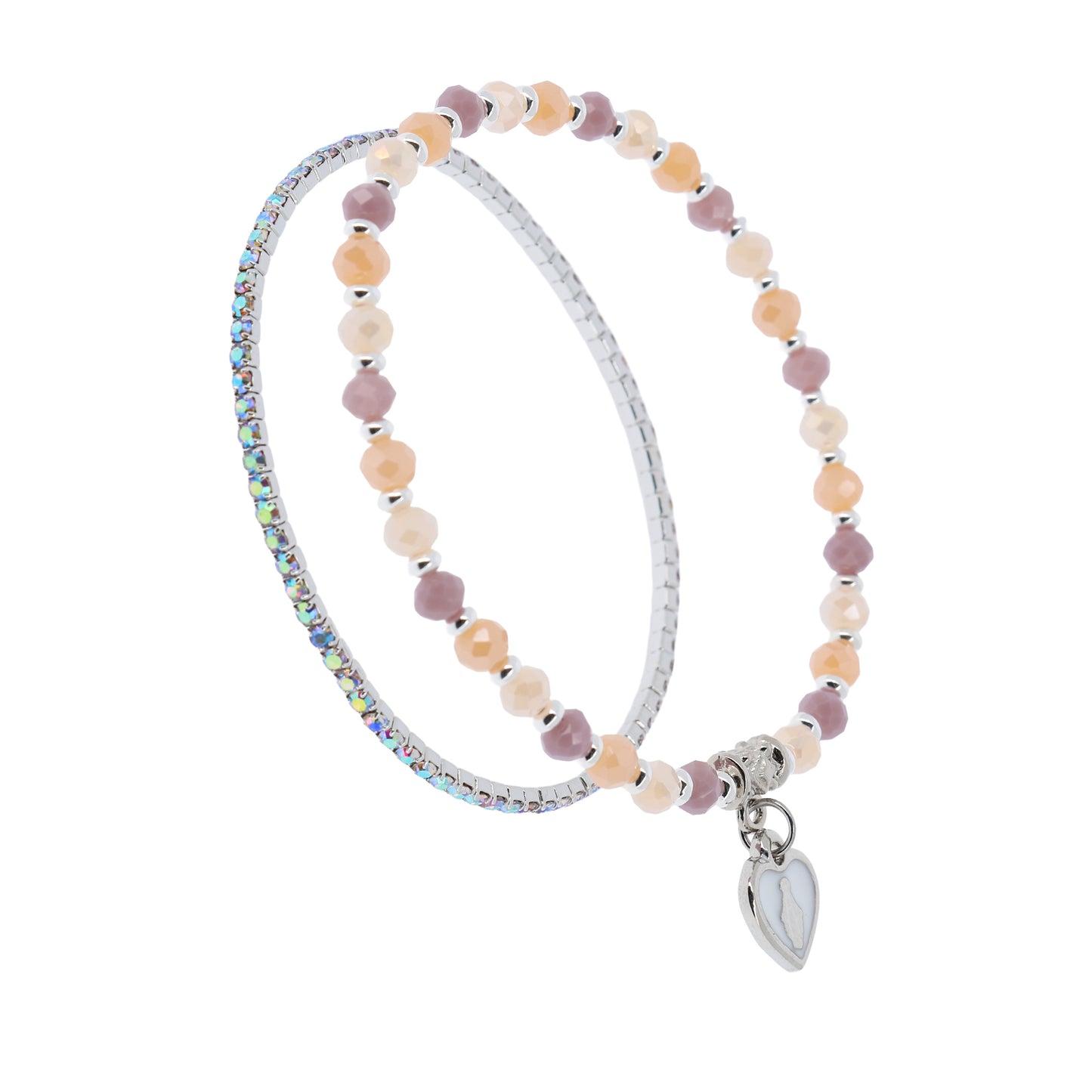 Bracciale Devozionale Doppio Filo Rosa Pesca con Miracolosa