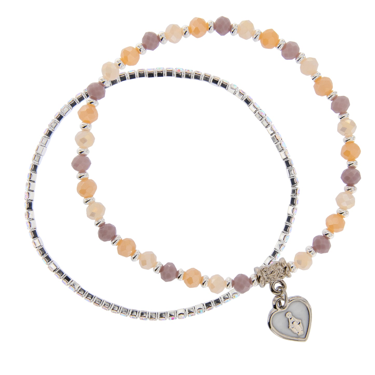 Bracciale Devozionale Doppio Filo Rosa Pesca con Miracolosa