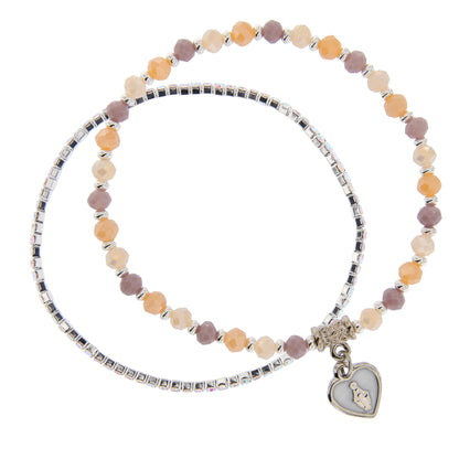 Bracciale Devozionale Doppio Filo Rosa Pesca con Miracolosa