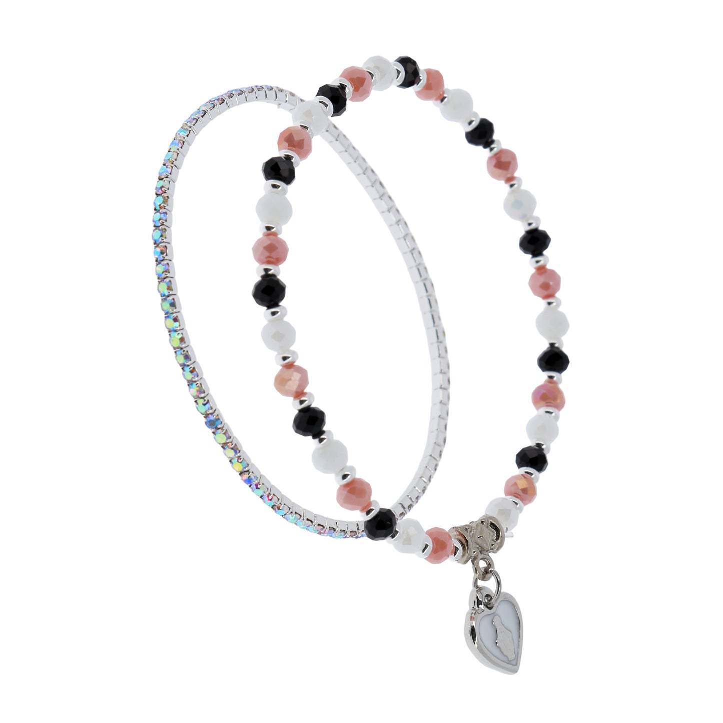 Bracciale Devozionale Doppio Filo Rosa Nero con Miracolosa
