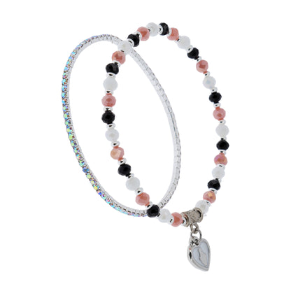 Bracciale Devozionale Doppio Filo Rosa Nero con Miracolosa