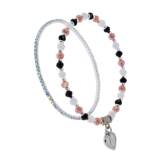 Bracciale Devozionale Doppio Filo Rosa Nero con Miracolosa