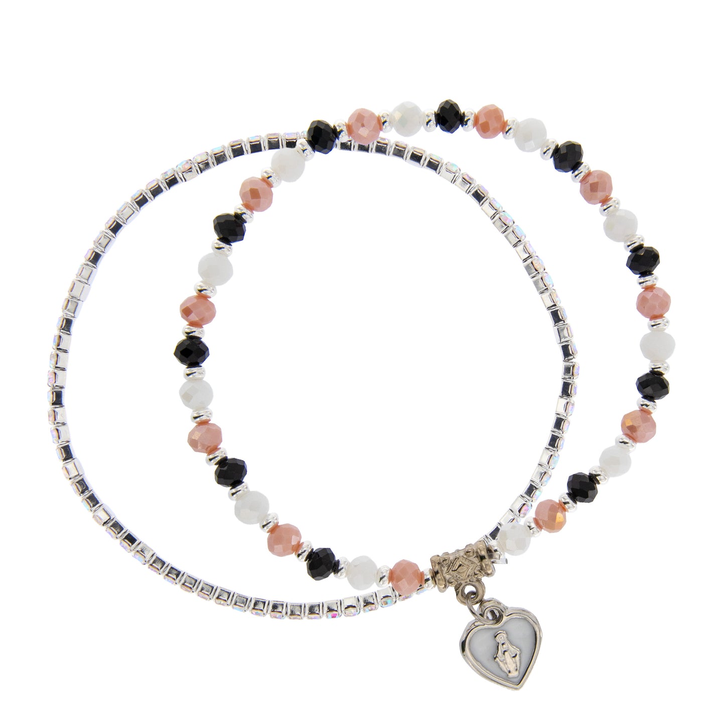 Bracciale Devozionale Doppio Filo Rosa Nero con Miracolosa