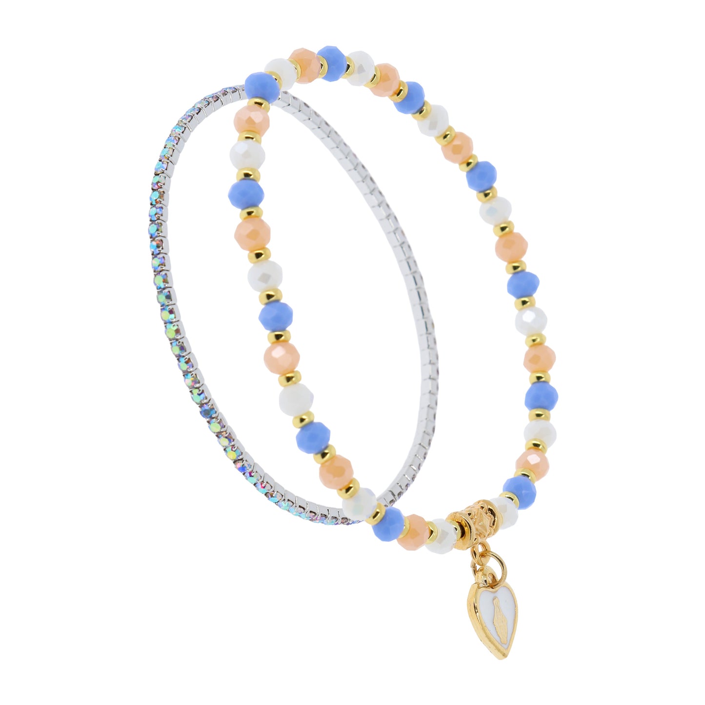 Bracciale Devozionale Doppio Filo Dorato Celeste con Miracolosa