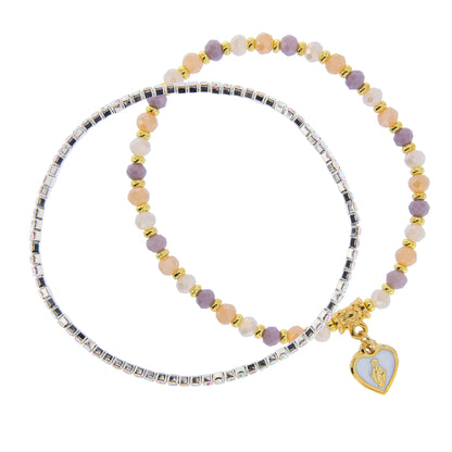Bracciale Devozionale Doppio Filo Rosa con Miracolosa