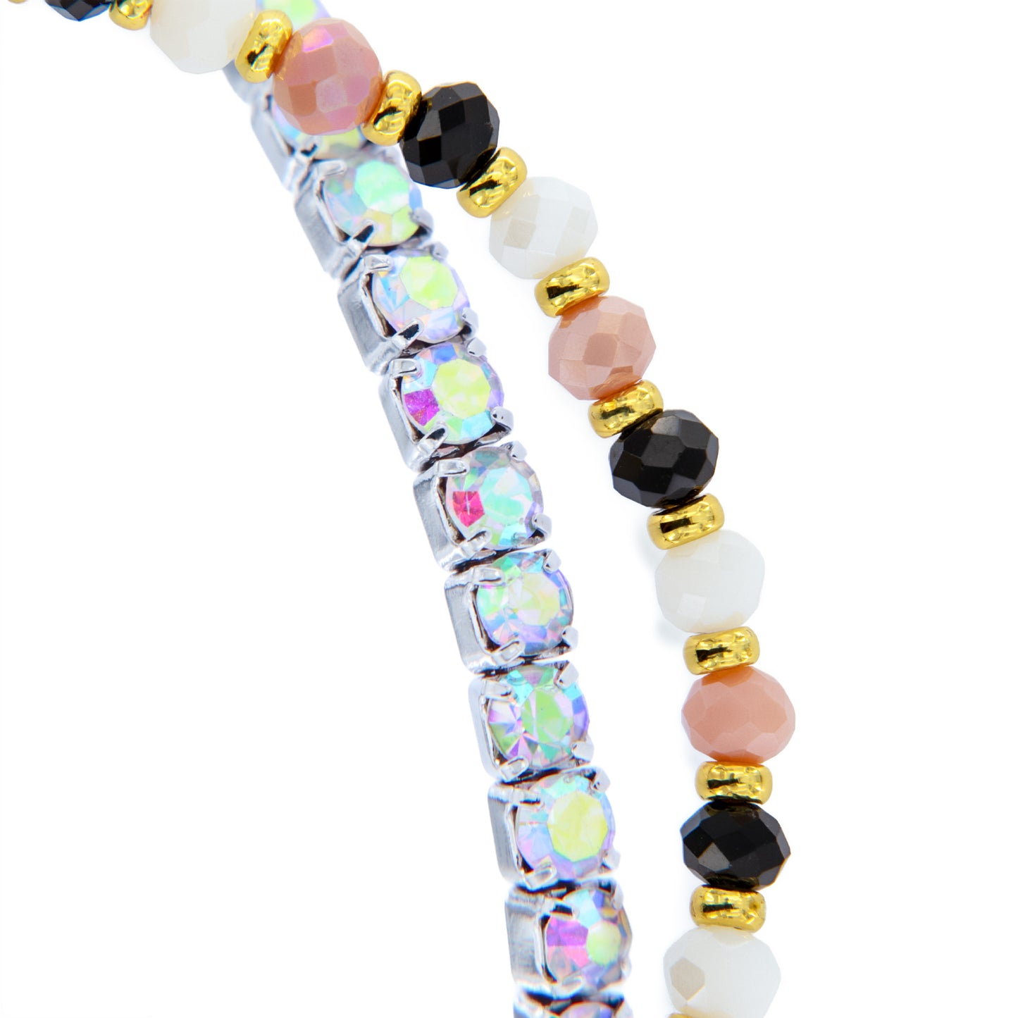 Bracciale Devozionale Doppio Filo Dorato Rosa e Nero con Miracolosa