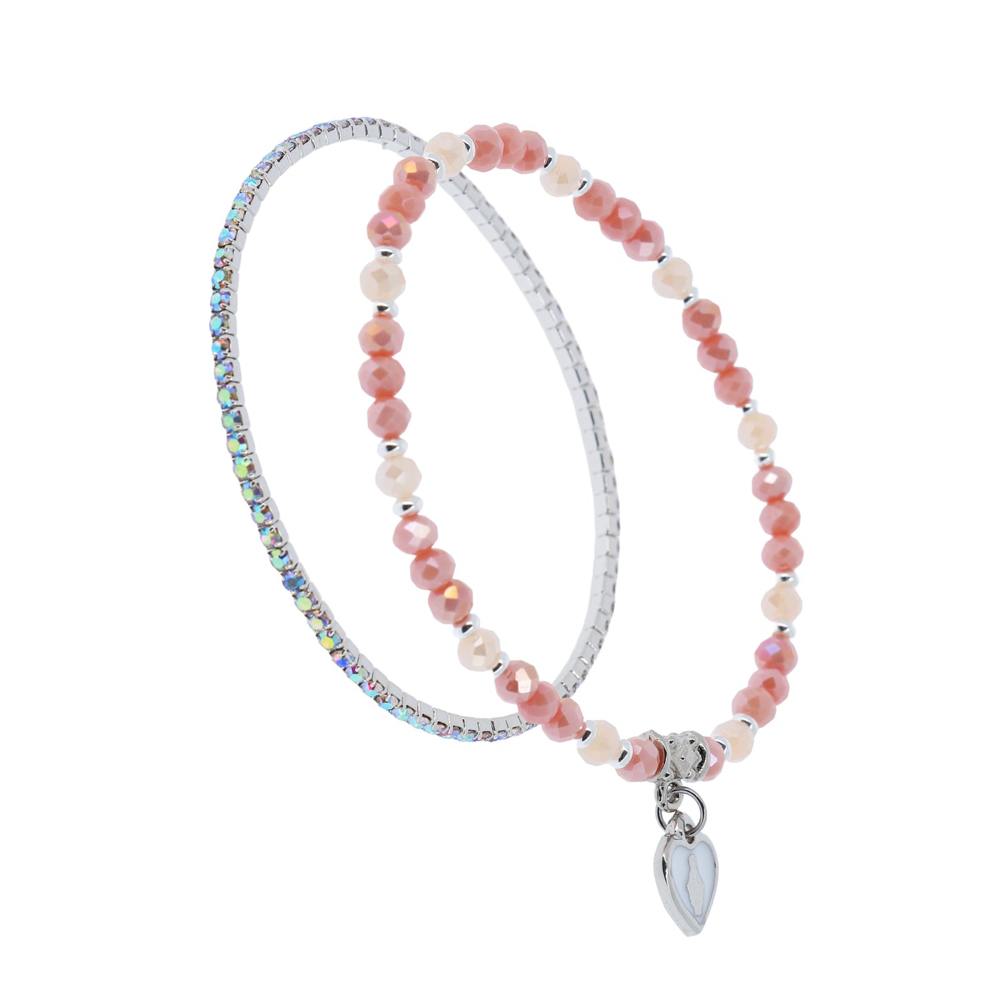 Bracciale Devozionale Doppio Filo Rosa con Miracolosa