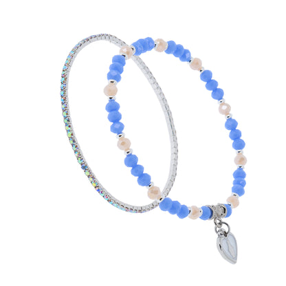 Bracciale Devozionale Doppio Filo Azzurro con Miracolosa