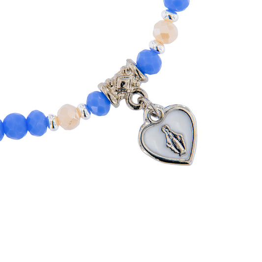 Bracciale Devozionale Doppio Filo Azzurro con Miracolosa