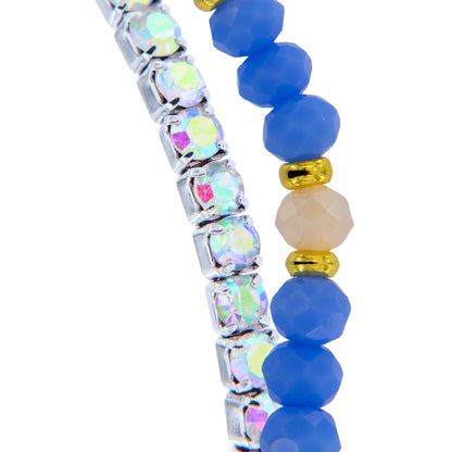 Bracciale Devozionale Dorato Doppio Filo Azzurro con Miracolosa