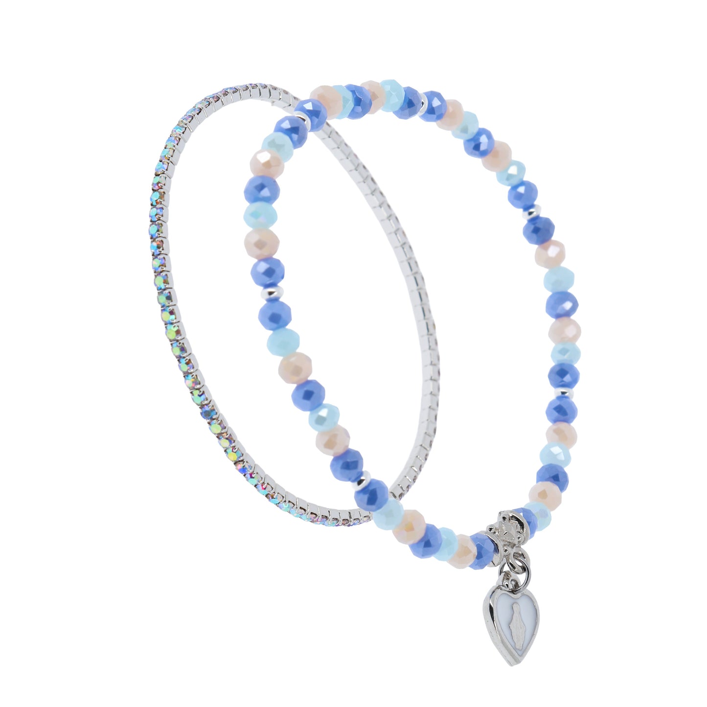 Bracciale Devozionale Doppio Filo Azzurro con Miracolosa