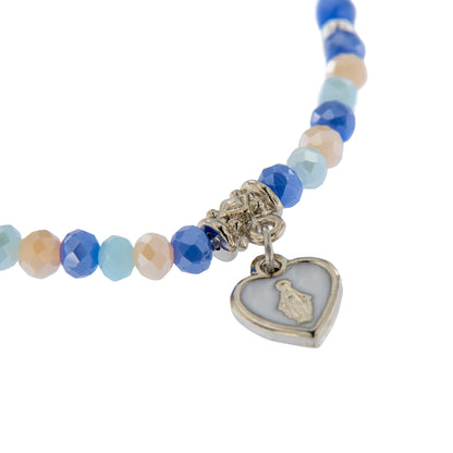 Bracciale Devozionale Doppio Filo Azzurro con Miracolosa