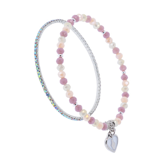 Bracciale Devozionale Doppio Filo Rosa Antico con Miracolosa