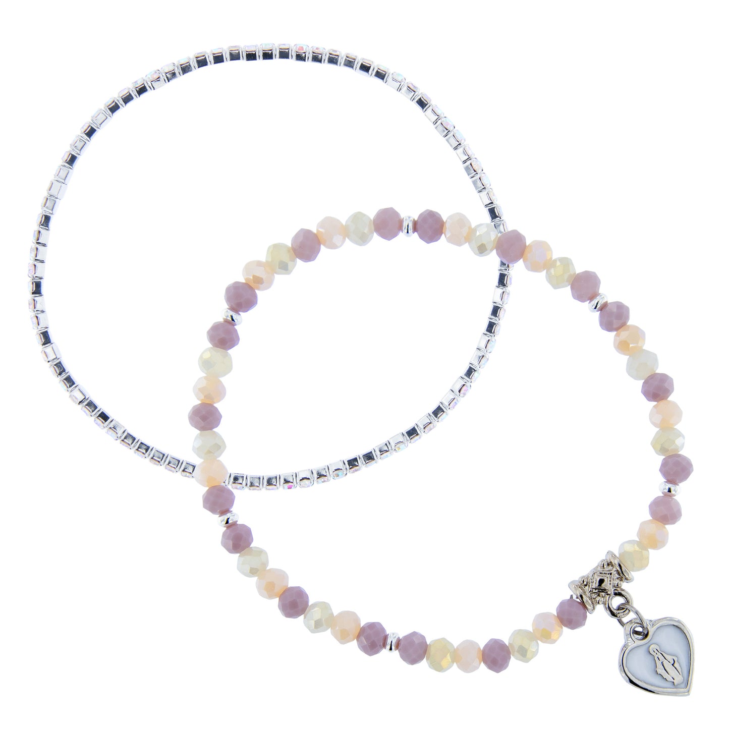 Bracciale Devozionale Doppio Filo Rosa Antico con Miracolosa