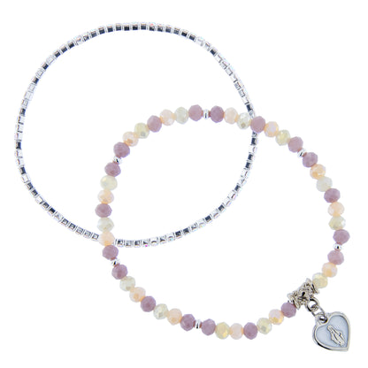 Bracciale Devozionale Doppio Filo Rosa Antico con Miracolosa
