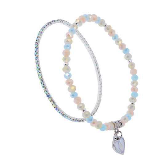 Bracciale Devozionale Doppio Filo Colori Pastello Antico con Miracolosa