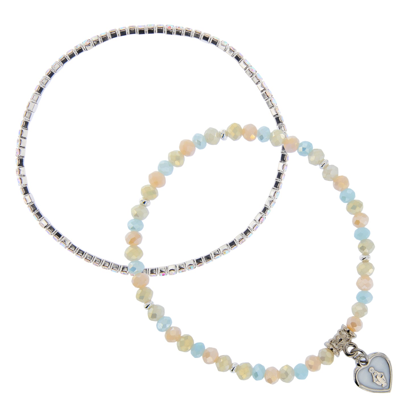 Bracciale Devozionale Doppio Filo Colori Pastello Antico con Miracolosa