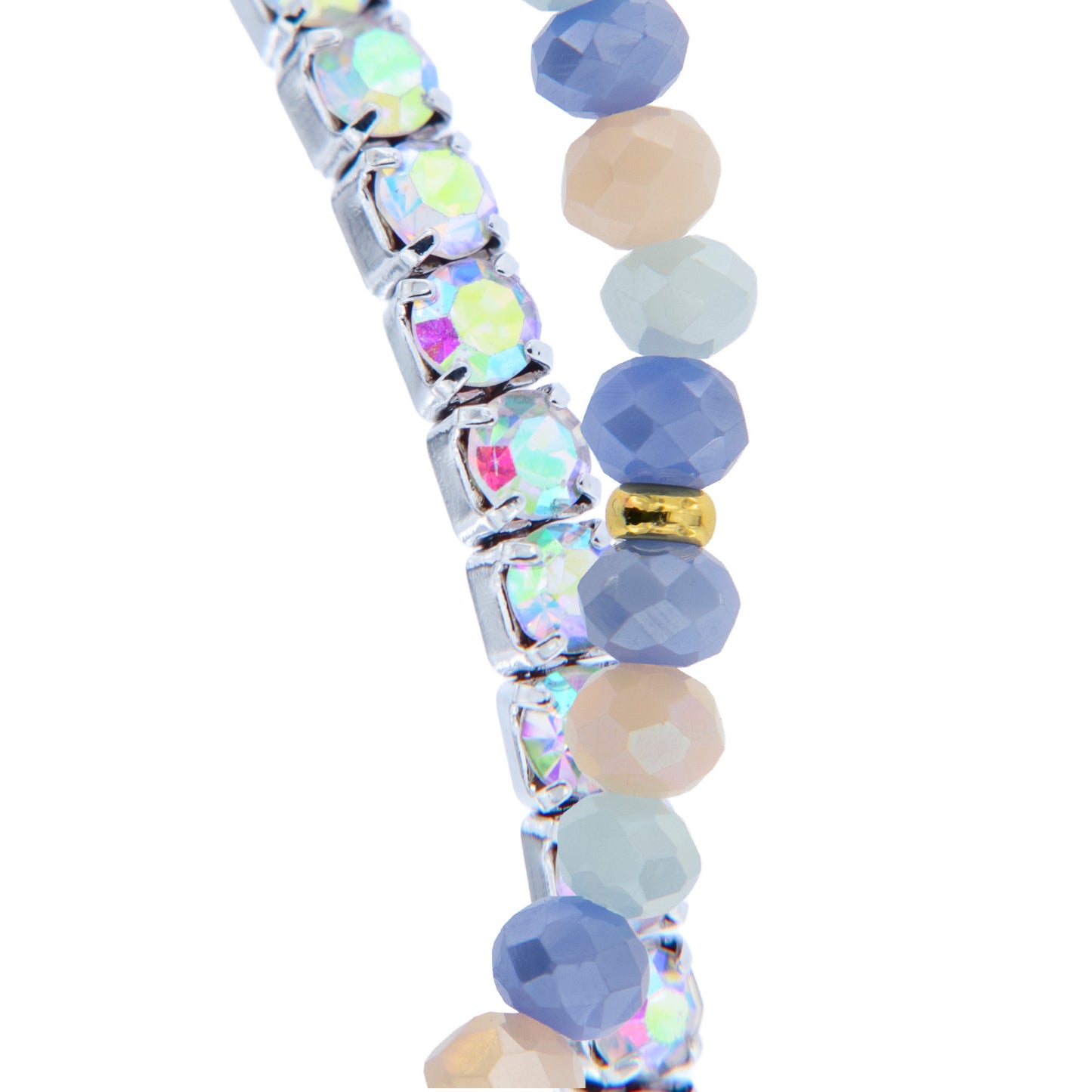 Bracciale Devozionale Dorato Doppio Filo Azzurro con Miracolosa