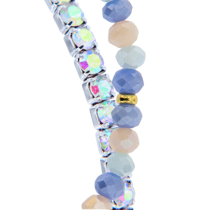 Bracciale Devozionale Dorato Doppio Filo Azzurro con Miracolosa