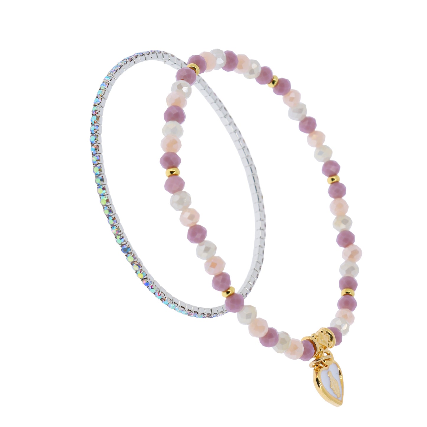 Bracciale Devozionale Dorato Doppio Filo Rosa Antico con Miracolosa