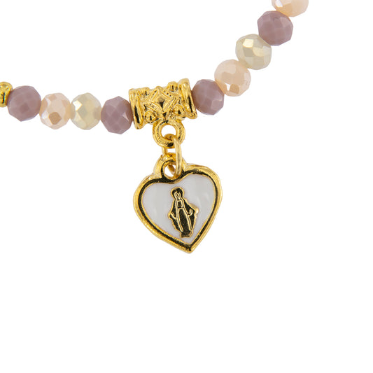 Bracciale Devozionale Dorato Doppio Filo Rosa Antico con Miracolosa