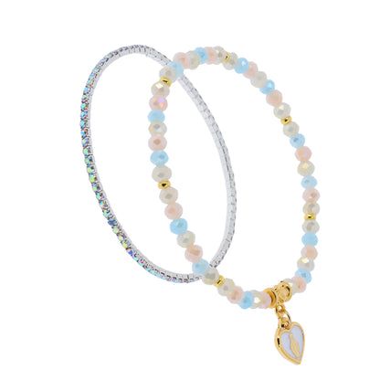 Bracciale Devozionale Doppio Filo Dorato Colori Pastello con Miracolosa