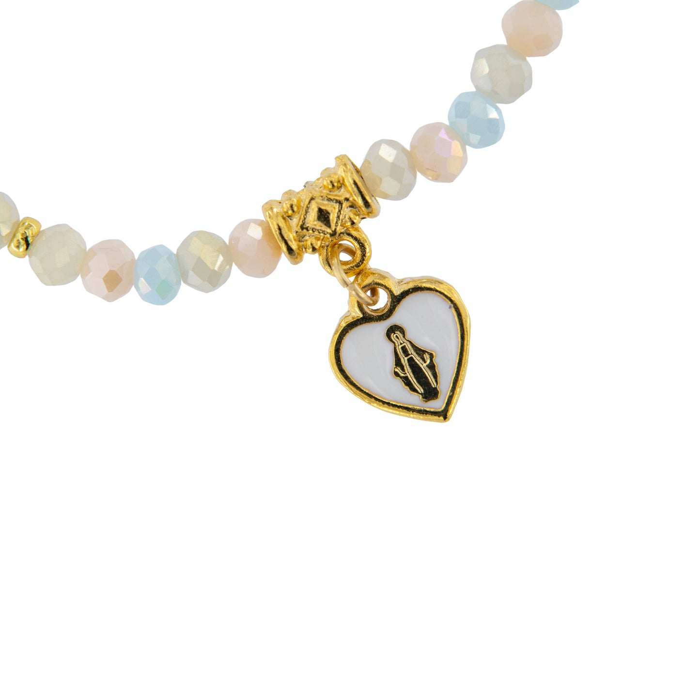Bracciale Devozionale Doppio Filo Dorato Colori Pastello con Miracolosa