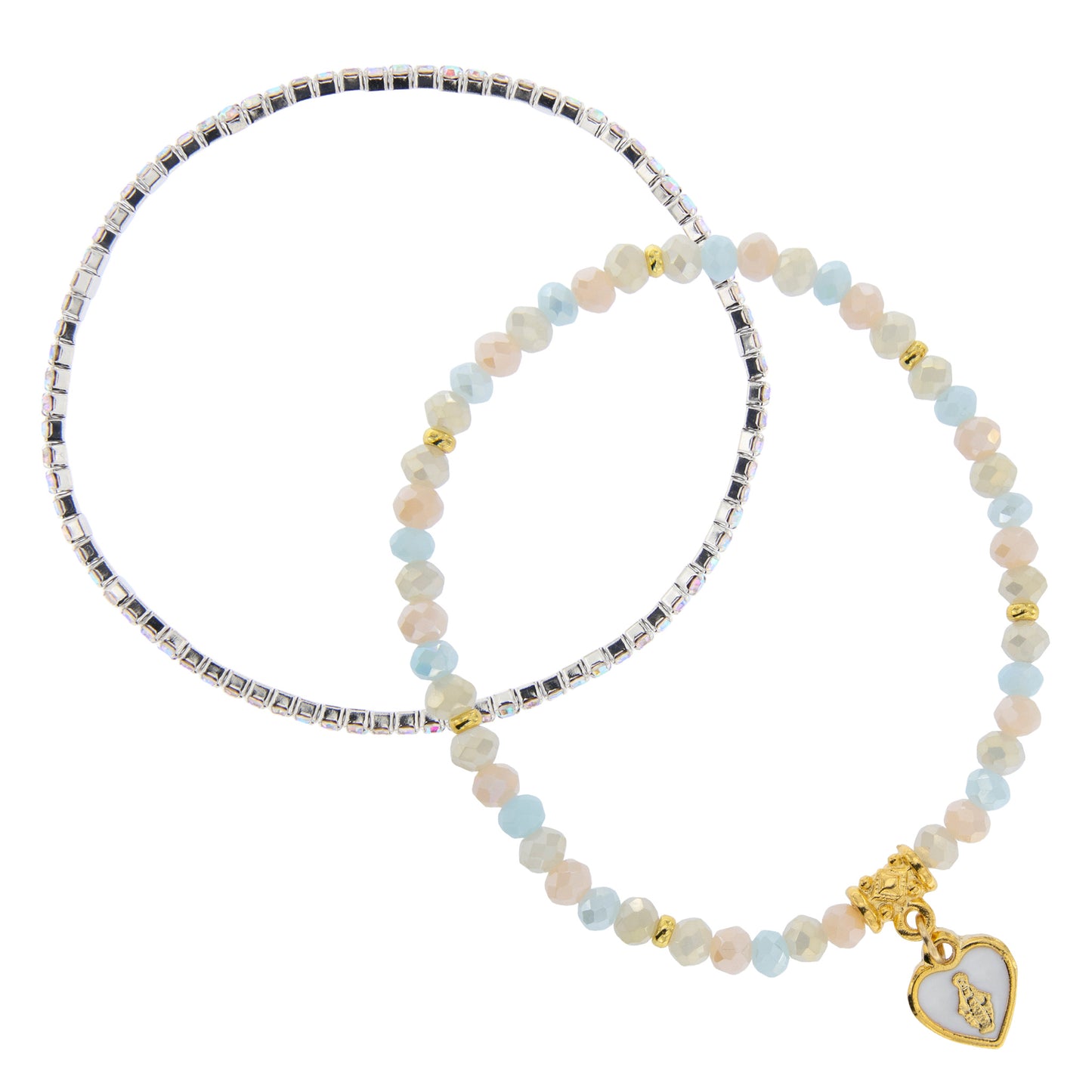 Bracciale Devozionale Doppio Filo Dorato Colori Pastello con Miracolosa