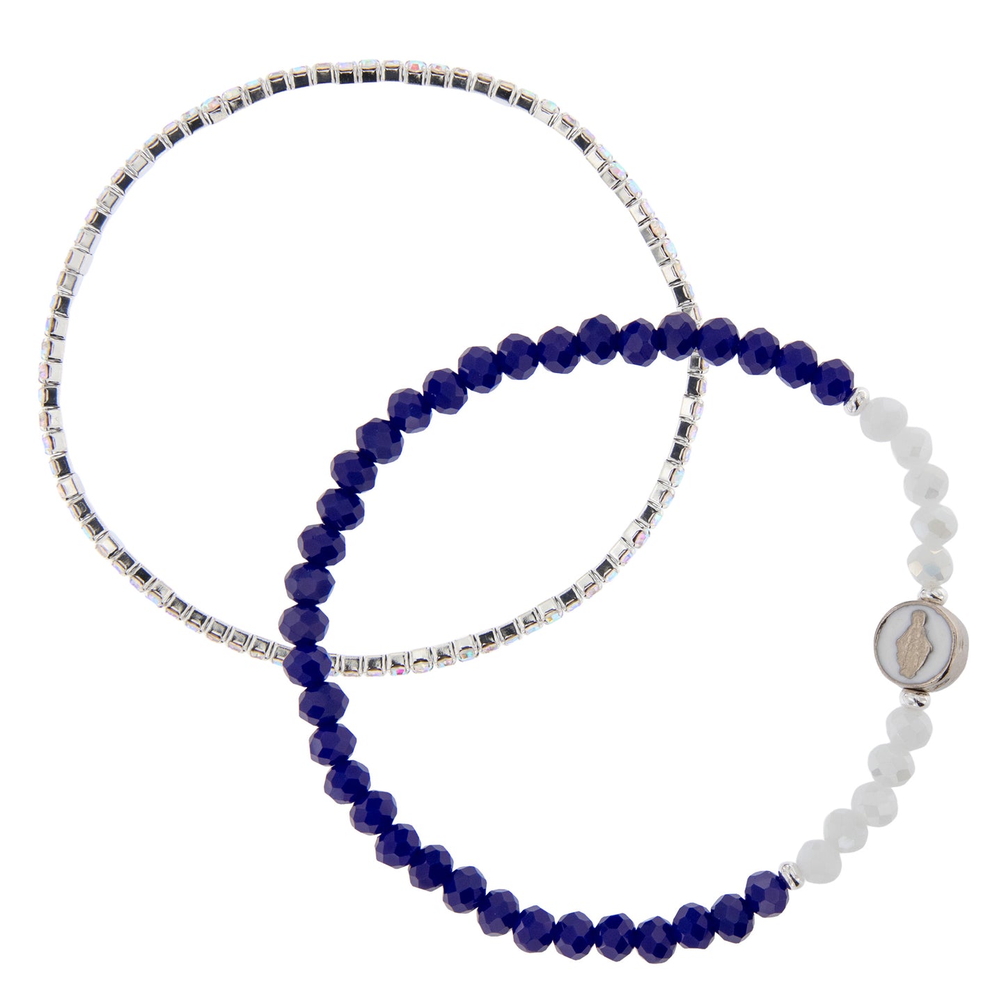 Bracciale Devozionale Doppio Filo Blu con Miracolosa