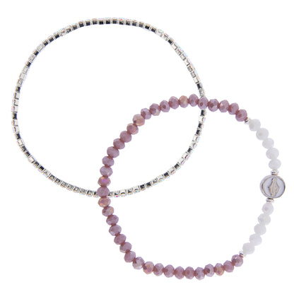 Bracciale Devozionale Doppio Filo Malva con Miracolosa