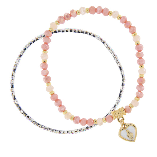Bracciale Devozionale Doppio Filo Rosa con Miracolosa