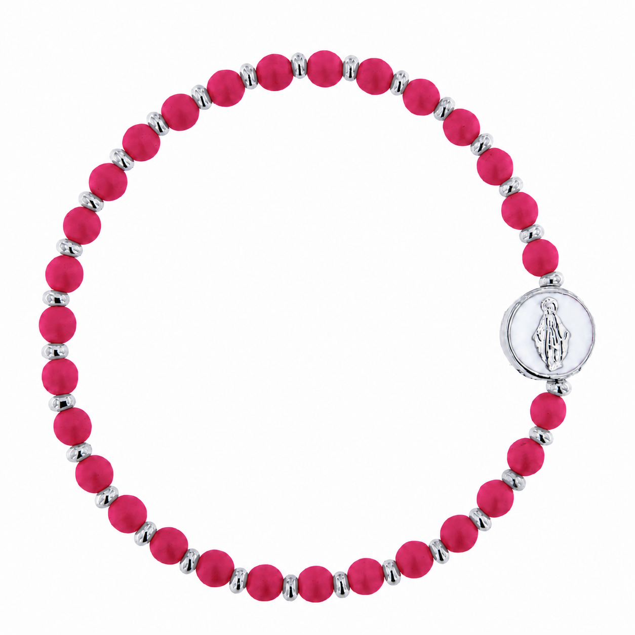 Bracciale Devozionale con Miracolosa fucsia con ciondolo smaltato
