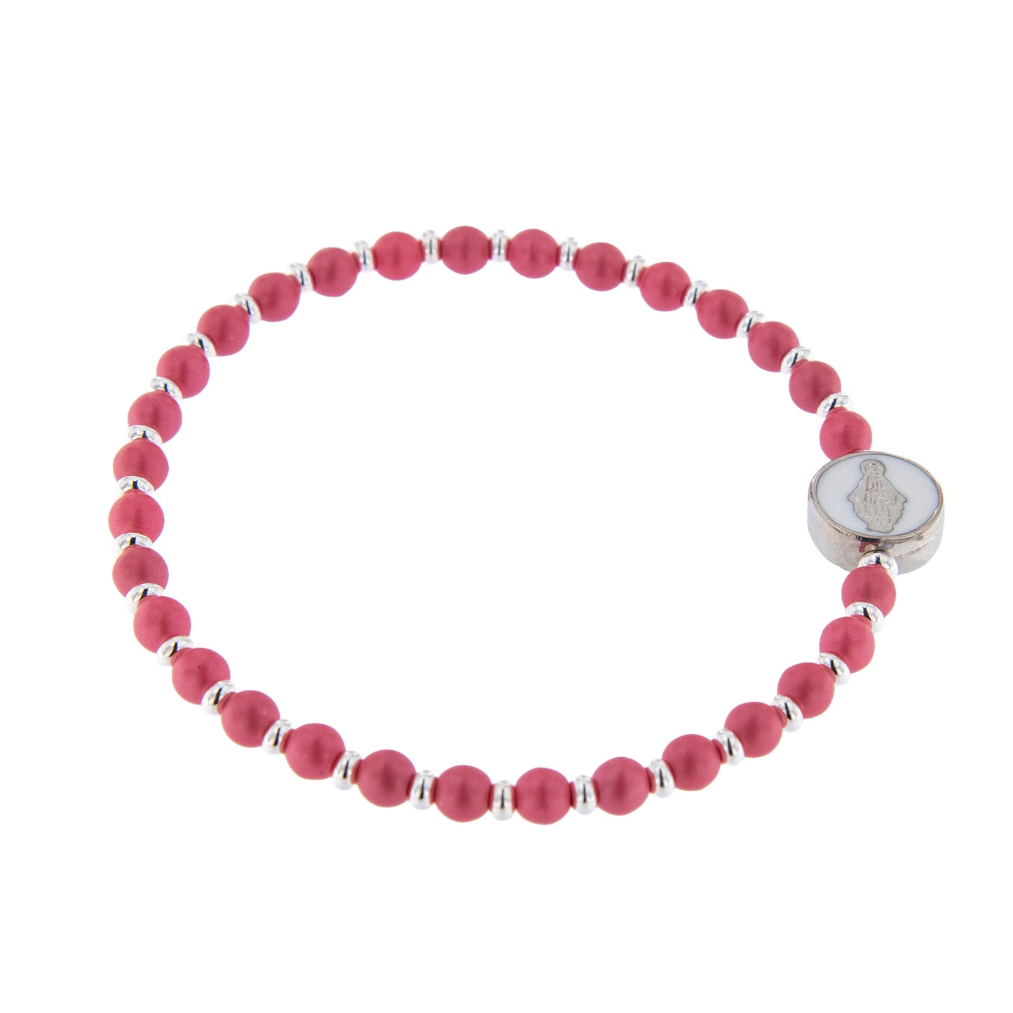 Bracciale Devozionale con Miracolosa fucsia con ciondolo smaltato